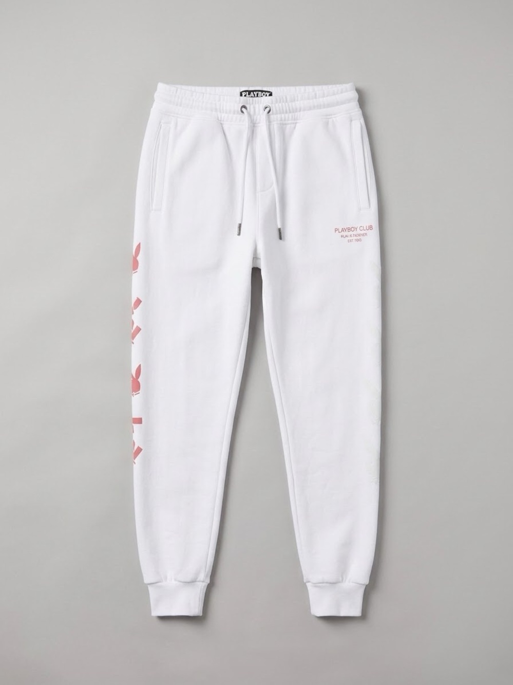 Playboy Club White Jogger Sweatpants Pink Bunny Graphic Size Large L/G